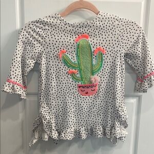 Cactus Print Kids Top - White and Green